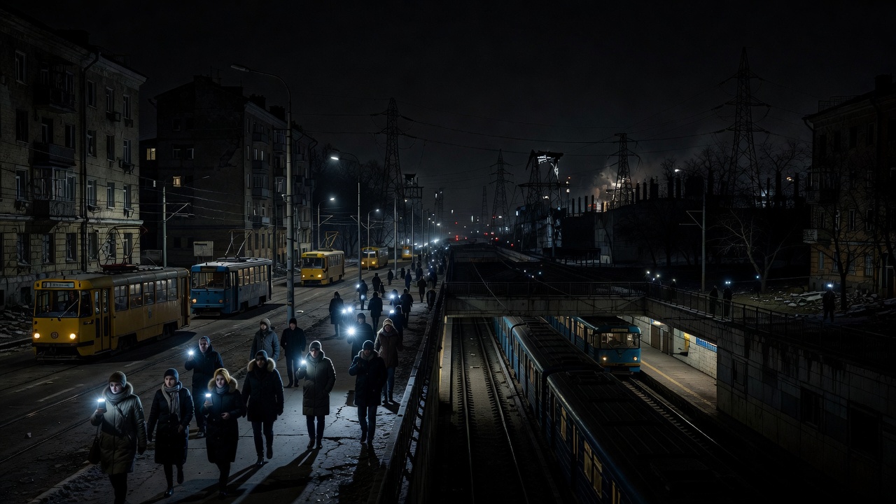 Russian Strikes Knock Out Power Across Kyiv, Halting Metro Lines