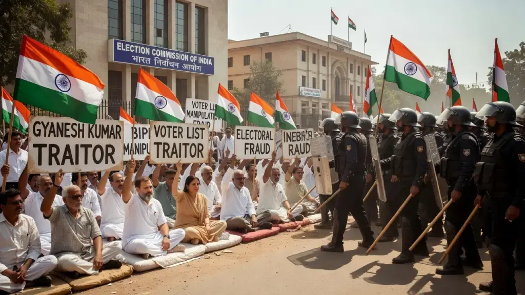 Police Clash With Congress Over Disputed Indian Voter Rolls