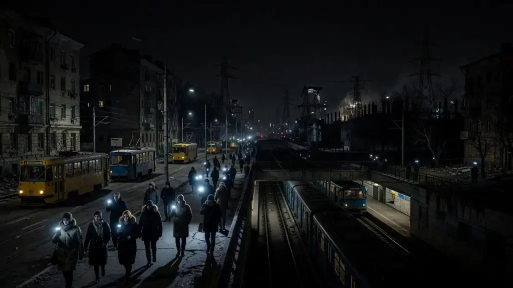 Russian Strikes Knock Out Power Across Kyiv, Halting Metro Lines